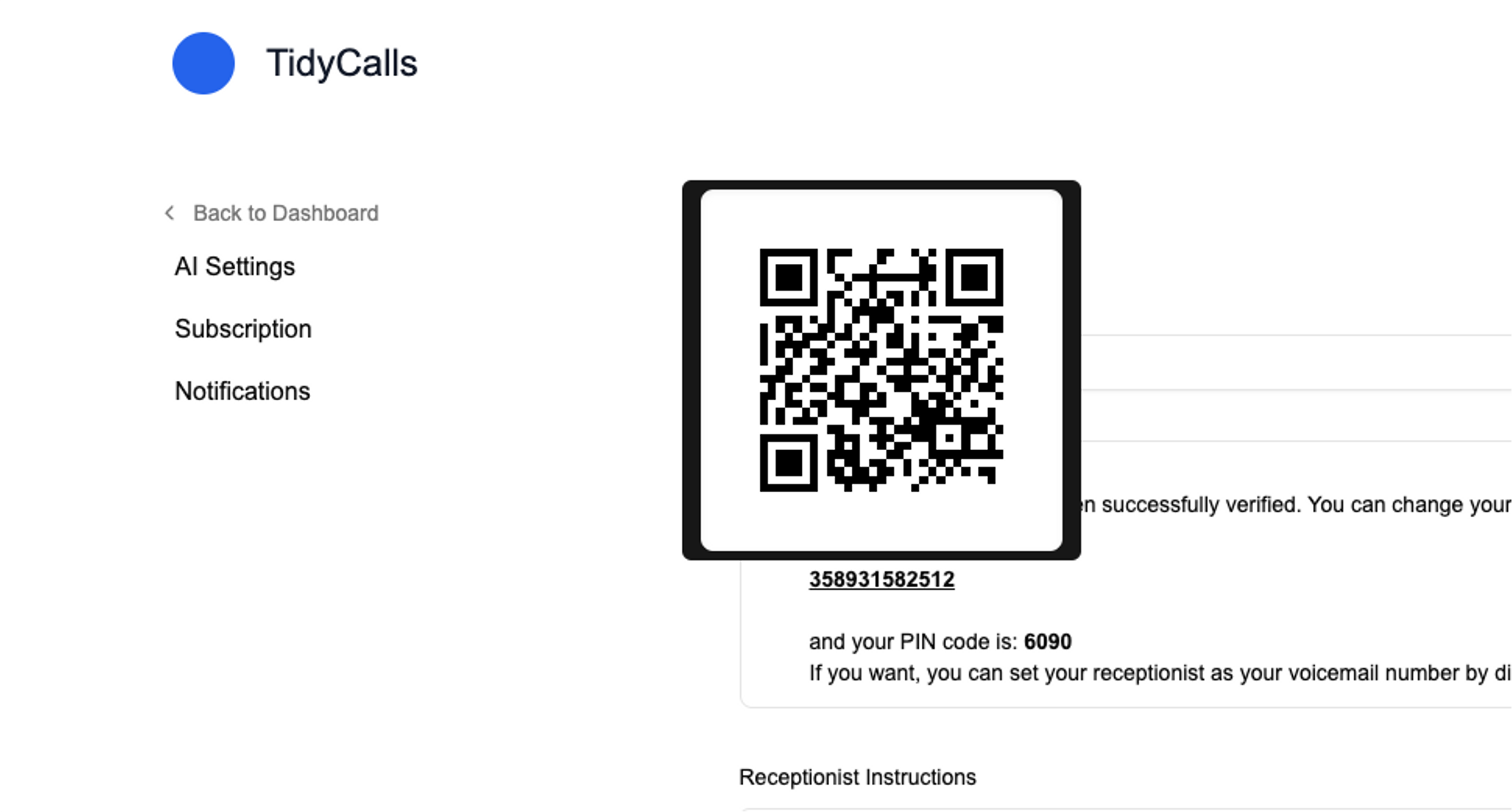 Direct your calls to your AI receptionist